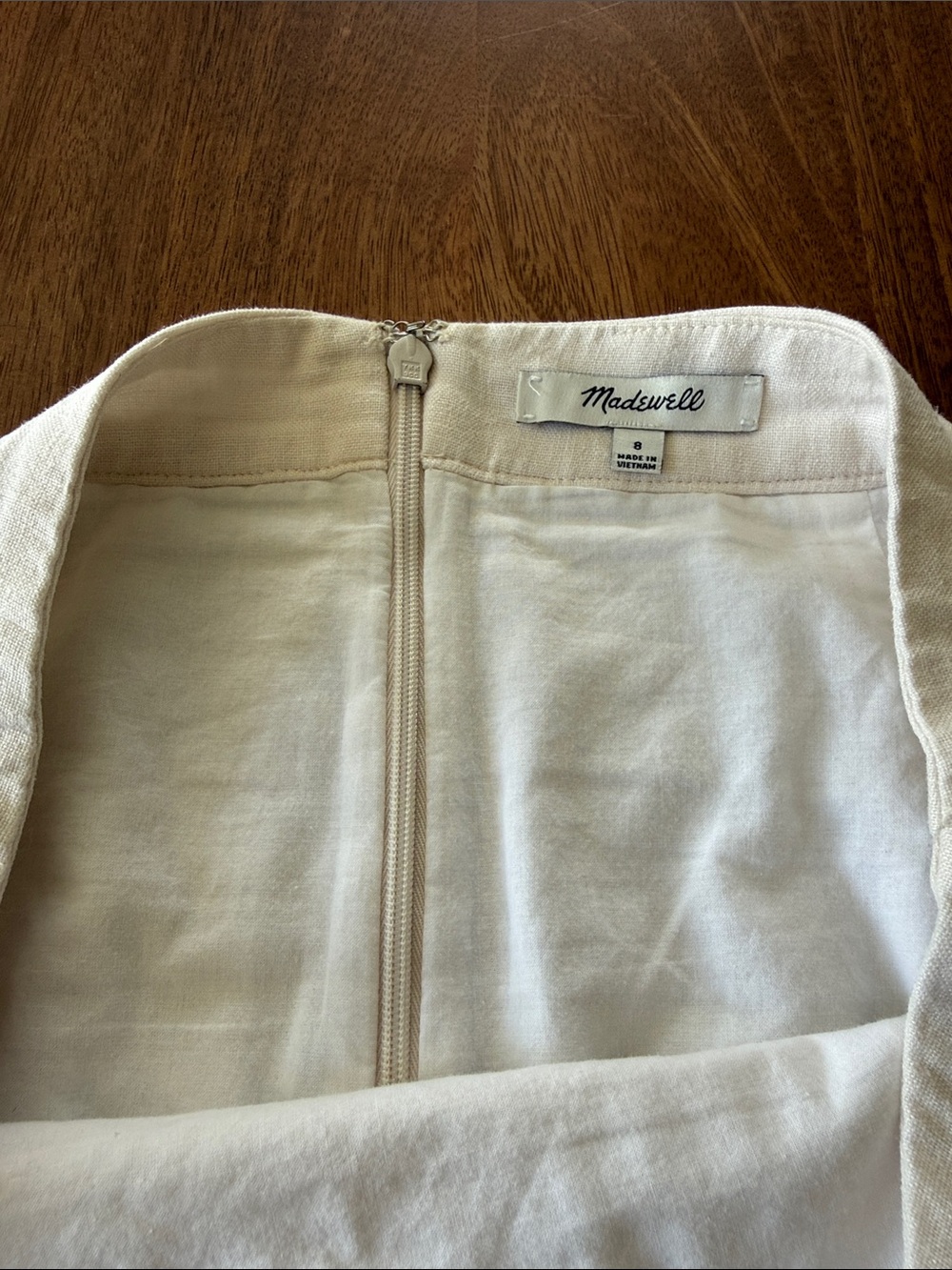 Madewell Classic off-White Linen blend Button-Trim Women's Skirt - Picture 2 of 5